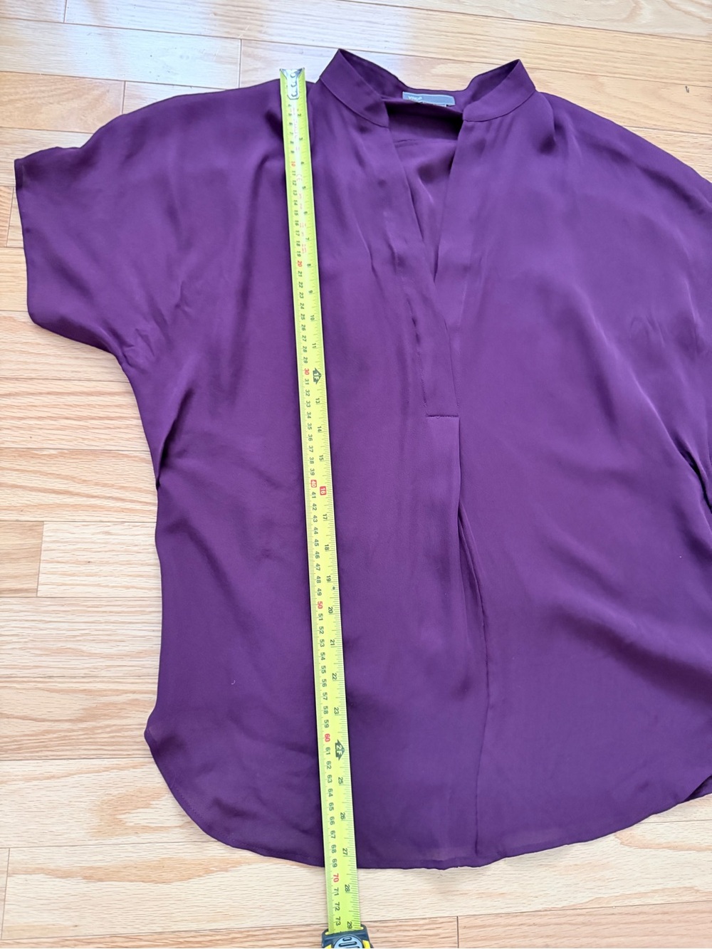 Vince 100% Silk Plum V-Neck Dolman Blouse Size M - Picture 3 of 9
